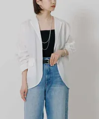 未使用【洗える】TICCA/ティッカ ハーフシャツジャケット 定価29700円 コットン ホワイトのサムネイル