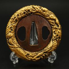 期間限定価格】鍔 飛鳥海浪図 銅鍔 鐔 銅地つば 刀装具 古美術 時代物