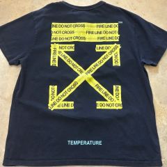 Off-White TEMPERATURE Tシャツ 矢印テープ イエロー - メルカリ