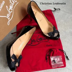 Christian Louboutin クリスチャンルブタン リボン メッシュパンプス ブラック ベージュ 36 レディースシューズ 23cm レッドソール