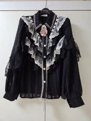 ラファイエット148 ブラウス スクエアドット レギュラーカラー M 