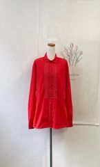 50s USA製 首元レース ピンタック ハイネック シャツ ブラウス Y284 