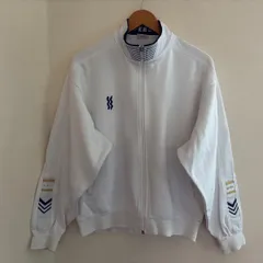 (^w^)b ミズノ　MIZUNO SUPERSTAR 希少　ヴィンテージ　80s トラックジャケット フルジップ  スタンドカラー　ホワイト×ネイビー 長袖　トップス　パーカー　トレーナー　レトロ　ユニセックス　シンプル　メンズ　LL相当　OM12548ONのサムネイル