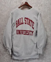 90’s【ビンテージ】USA製【チャンピオン】【リバースウィーブ】【グレー】BALL STATE UNIVERSITY【カレッジスウェット】刺繡タグ【サイズXXL】 CK0804-40