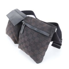 グッチ GUCCI GGキャンバス レザー ウエストバッグ 斜め掛け ブラック