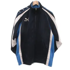 プーマ PUMA ジャケット S～M 紺 ネイビー 水色 ライトブルー 長袖 スタンドカラー サイドライン /SC ■ECF004