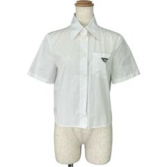 PRADA 2022 コットンポプリンシャツ 三角ロゴ クロップド 36 白 - メルカリ