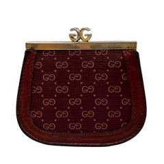 GUCCI オールドグッチ がま口 コイン•小銭入れ GG柄 ネイビー×ボルドー