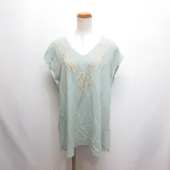 ドゥドゥ DOUDOU フレンチスリーブ シアー シフォン チュニック グリーン スタッズ装飾のサムネイル