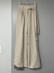 conte リネン100% デニムライク タック ワイドパンツ - メルカリ