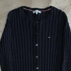 M Tommy Hilfiger トミーヒルフィガー レディース ブラック ケーブル ニット カーディガン
