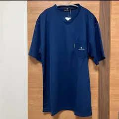 未使用　SABLINA VALENTINO Vネック 半袖Tシャツ　ドライ素材　ネイビー　紳士Tシャツ　LL