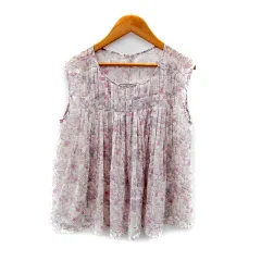 パンソー Pinceau ブラウス カットソー ノースリーブ ラウンドネック 花柄 プリーツ シースルー マルチカラー 38 M オフホワイト /SY27のサムネイル