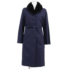 【未使用】PRADA プラダ ジャケットコート サイズ 38 レディース ミンクファー パデッド ストレッチ ベルテッド アウター ベルト付属 ネイビー 紺 イタリア製のサムネイル