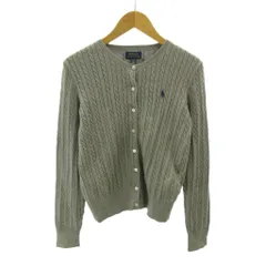ポロ ラルフローレン POLO RALPH LAUREN 美品 近年 ケーブルニット カーディガン ポニー ロゴ 刺繍 長袖 L グレー 0509