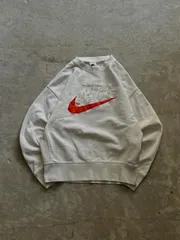 NIKE ロゴ刺繍 スウェット トレーナー オフホワイト 赤スウッシュ M
