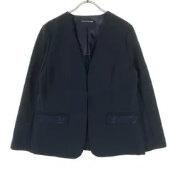 VIVIENNE TAM ヴィヴィアンタム 日本製 長袖 ノーカラージャケット 42 ネイビー レディース 古着のサムネイル