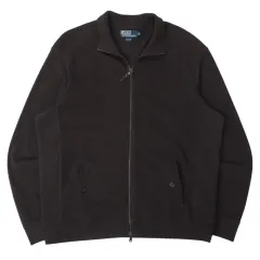 ポロ ラルフローレン エルボーパッチ コットン ジップアップ ニット ジャケット