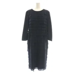 ランバン LANVIN ワンピース ロング フリル 40 紺 ■GY40 /SY ■OS