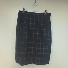 美品】アクリス 定価11.9万 ウール×レザー チェック柄 タイトスカート 