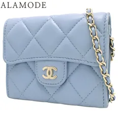 CHANEL(シャネル) マトラッセ ココマーク チェーンウォレット ショルダーバッグ 肩掛け 斜め掛け ミニバッグ ラムスキン ライトブルー水色 ゴールド金具 AP0238 レディース 40802192622【中古】【アラモード】