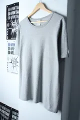 (L-XL) チャンピオン 半袖 Tシャツ リバースウィーブ グレー 無地-7619