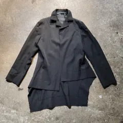 Yohji Yamamoto カットオフ加工 アシンメトリージャケット ブラック 1 ヨウジヤマモト FV-J06-143のサムネイル