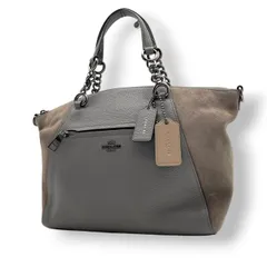 美品 コーチ COACH ハンドバッグ ショルダーバッグ 2WAY レザー 本革 グレー ブラウン 茶 シルバー金具 エレガント クラシック ビジネス お出かけ 普段使い 通勤 通学 トラベル 旅行 レディース 斜め掛け可 肩掛け 自立可 鞄 s86