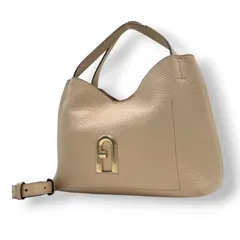 フルラ FURLA ハンドバッグ ショルダーバッグ 2WAY レザー 本革 ベージュ 無地 ビンテージ クラシック エレガント 上品 鞄 斜め掛け可 自立可 A4収納可 通勤 通学 大容量 レディース お出かけ 旅行 デイリー 良品 S91