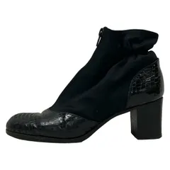 EMPORIOARMANI(エンポリオアルマーニ) ショートブーツ 37 1/2 レディース - 黒 型押し加工/ギャザー レザーのサムネイル