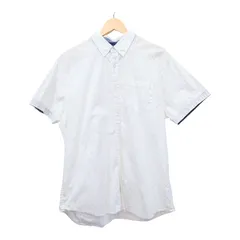 Lee リー 半袖 シャツ XL ホワイト 総柄 ボタンダウン ストレッチ コットン レギュラーフィット 白 小紋柄 胸ポケット カジュアル Lee PREMIUM SELECT メンズ トップス 半袖シャツ 大きいサイズ 美品 春 夏 爽やか アメカジ