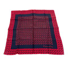 希少 Christian Dior 大判シルクスカーフ トロッターロゴ柄 赤系