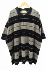 クーティー COOTIE VELOUR BORDER S/S POLO ベロア ボーダー 半袖 ポロシャツ XL 黒 灰 ブラック グレー ブランド古着ベクトル 中古●260227のサムネイル
