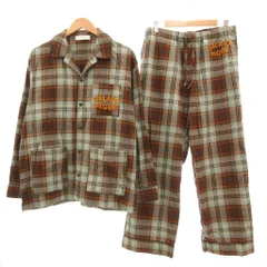 ジェラートピケオム GELATO PIQUE HOMME パジャマ ルームウェア L ブラウン グリーン ワッペンロゴ チェック柄 /SX ■ECG004のサムネイル