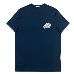 美品】MONCLER モンクレール ダブルロゴパッチ Tシャツ ネイビー M