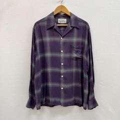 美品ワコマリアレーヨンオンブレチェックシャツPURPLE/Lクリーニング済