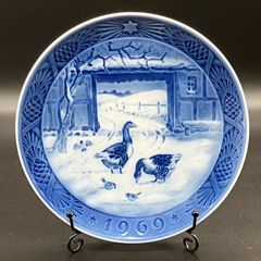 美品 ロイヤルコペンハーゲン 1974年 フクロウと冬の森 イヤープレート