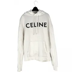 【在庫一掃】 セリーヌ パーカー メンズ フード付き ルーズフーディ  アパレル コットンフリース ロゴ 服 トップス CELINE M 2Y321670Q ホワイト 白 ブラック 黒 シルバー金具 コットン    秋 冬【中古品】のサムネイル