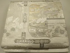 平和屋着物◎六通柄袋帯　蒔絵御所解文　九百プラチナ二重箔　正絹　逸品　CABG5811oyのサムネイル