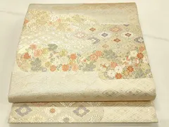 平和屋着物◎六通柄袋帯　唐織　吉祥花文　金糸　正絹　逸品　DABE3920qpのサムネイル