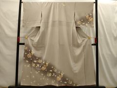 平和屋着物○沢文蔵 蝋彩庵 小紋 枝葉文 丹後ちりめん 反端付き 正絹