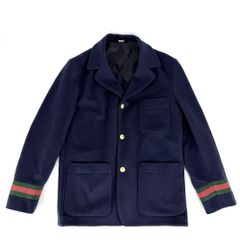 【大決算】GUCCI グッチ テーラードジャケット シェリーライン 服 アウター アパレル 44 674403 ネイビー 紺 ゴールド金具 ウール    メンズ 春 秋 美品【中古品】 大売出し】 グッチ テーラードジャケット メンズ シェリーライン 服