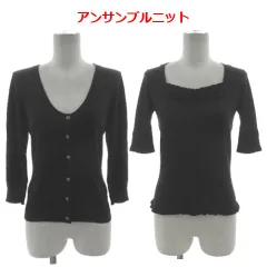 モガ MOGA アンサンブルニット Uネック七分袖カーディガン B0264BKD359 フリルスクエアネック五分袖ニット B0264BKW358 ブラック 黒 2のサムネイル