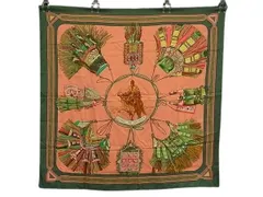 HERMES エルメス スカーフ カレ90 マルチカラー シルク100% レディース Cuirs du desert 砂漠の革飾り 美品