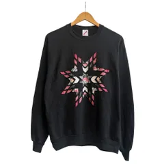 90s USA製 JERZEES スウェット ローン・スター キルトパターン 花柄 ブラック SIZE L NO.T469