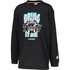 コンバース CONVERSE  Jr.プリントロングスリーブ バスケットボール Ｔシャツ 半袖ＴシャツＪＲ （cb452356l-1911）、ブラック×ホワイト