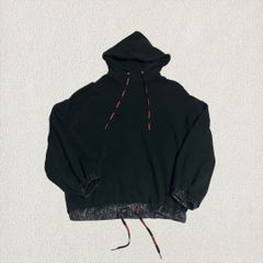 DISCOVERED プルオーバーパーカー 日本製 異素材切替 文字ドローコード 
