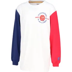 コンバース CONVERSE  Jr.プリントロングスリーブ バスケットボール Ｔシャツ 半袖ＴシャツＪＲ （cb452360l-1164）、ホワイト×レッド