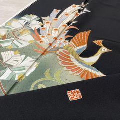 黒留袖　鴛鴦　菱紋　花　着物　001k 黒留袖 鴛鴦 菱紋 花 着物 001k - メルカリ