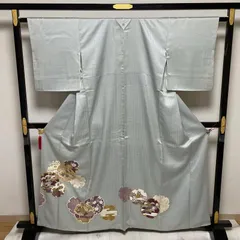 付下げ 上品な染め 金駒刺繍 着物 正絹 一つ紋 X-1559